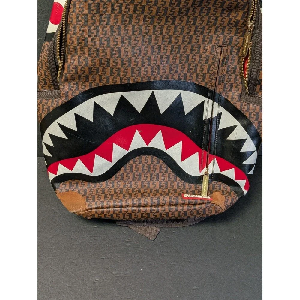 Sprayground Limited Edition Shark Mouth Backpack Zipper Needs Repair & See Photo